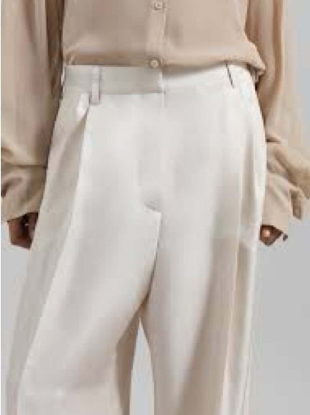 Pharaoh Cream High-Waist Tailored Wide-Leg Pants, sz4